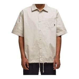 Beige Short Sleeve Button-Up Shirt